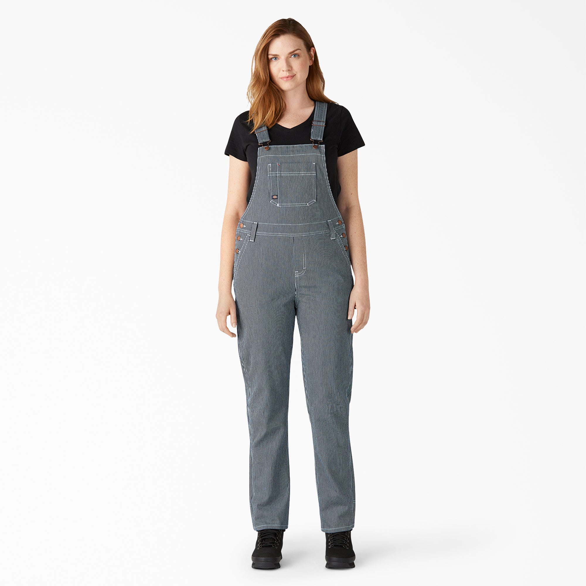 Women's Hickory Stripe Boyfriend Fit Bib Overalls | Dickies